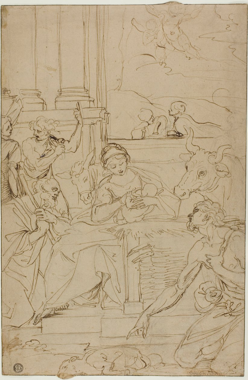 Adoration of the Shepherds by Agostino Carracci