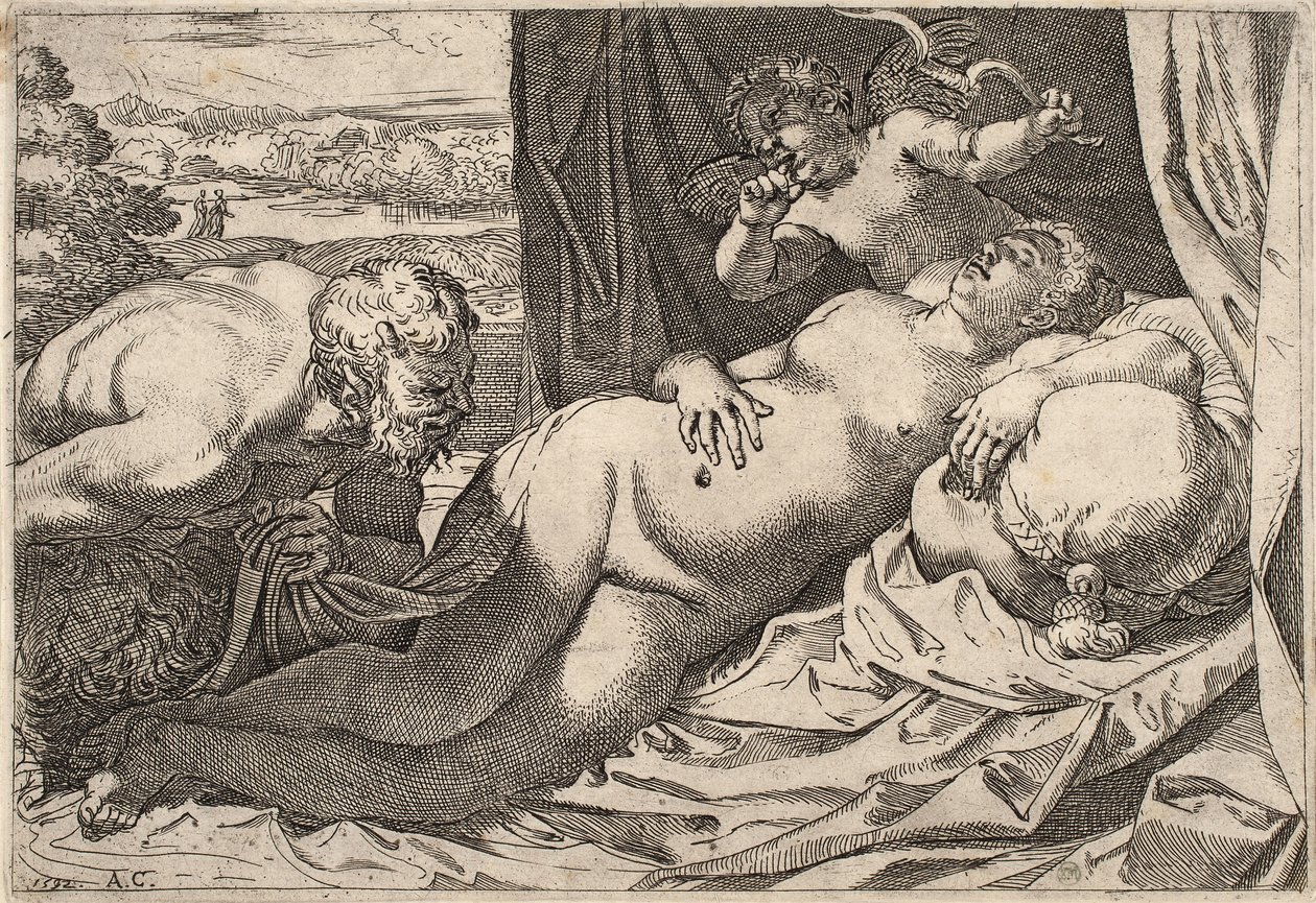 Satyr and Nymph by Agostino Carracci