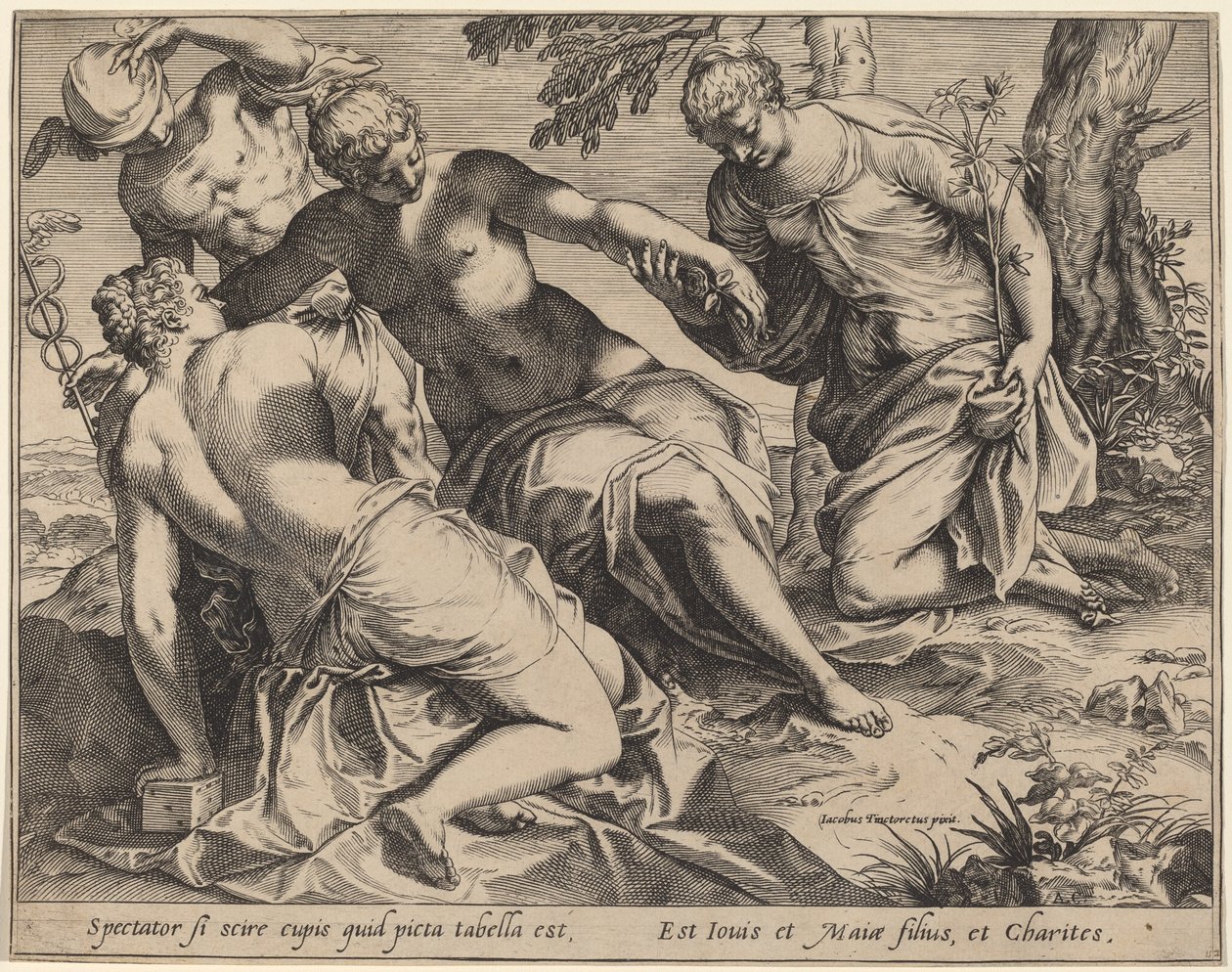 Mercury and the Three Graces by Agostino Carracci after Jacopo Tintoretto