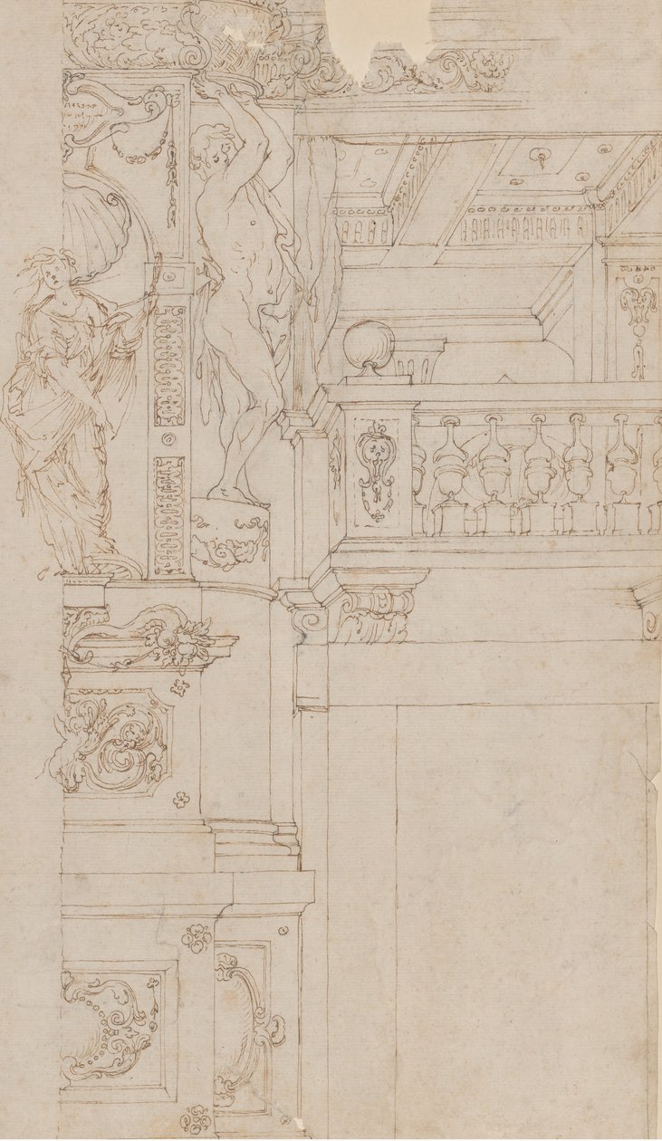 Studies for the trompe-l’oeil decorations of Palazzo Ducale Palazzo Pitti, Florence, 1636-41 by Agostino Mitelli