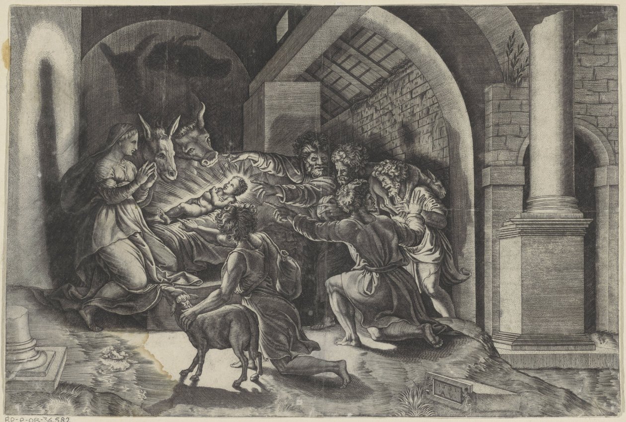 Adoration of the Shepherds by Agostino Veneziano