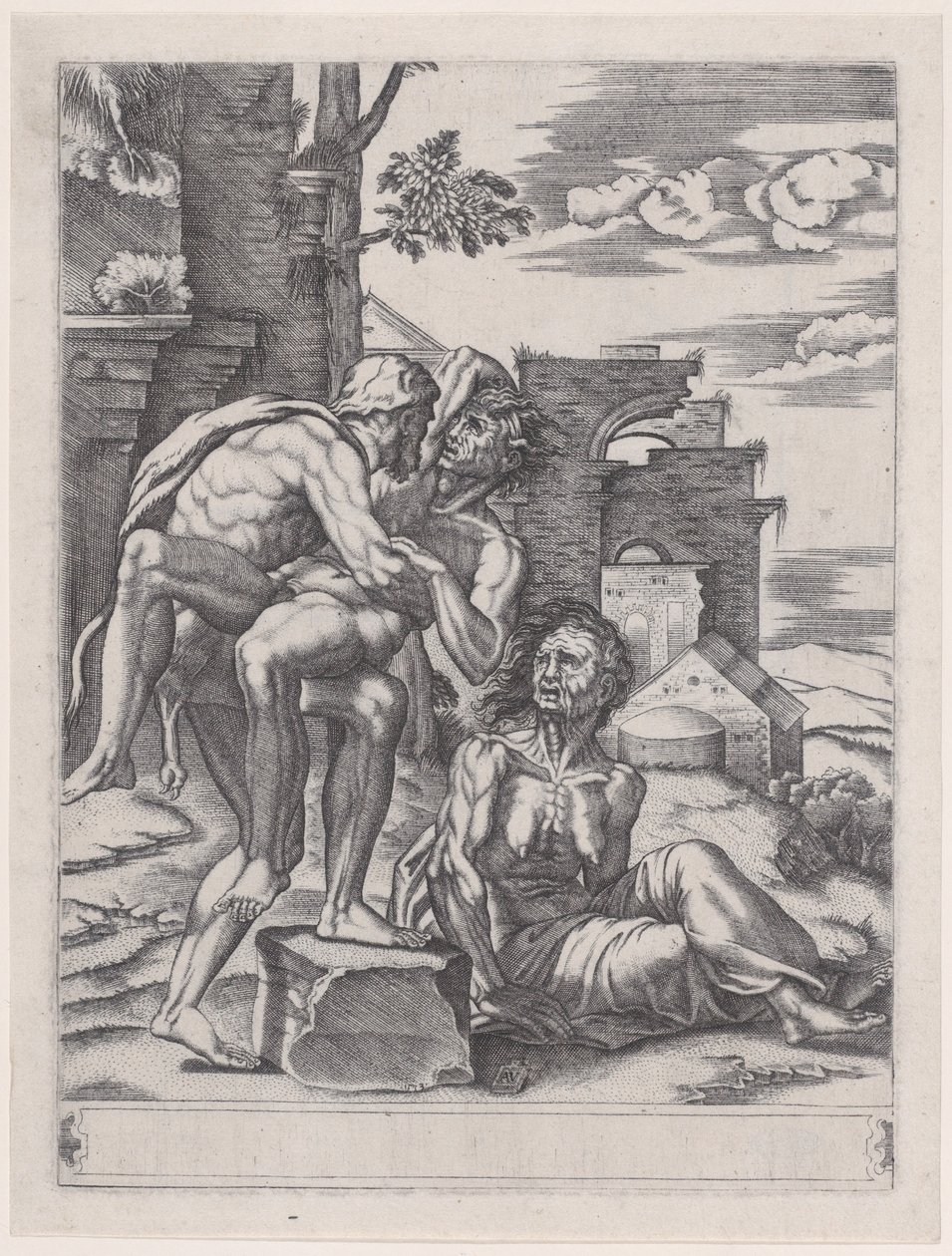 Hercules and Antaeus by Agostino Veneziano
