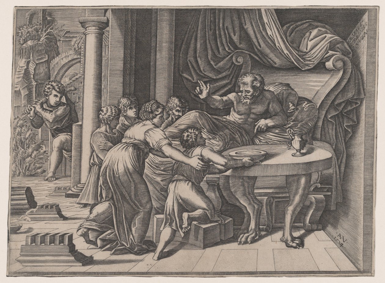 Isaac Blessing Jacob, 1524 by Agostino Veneziano