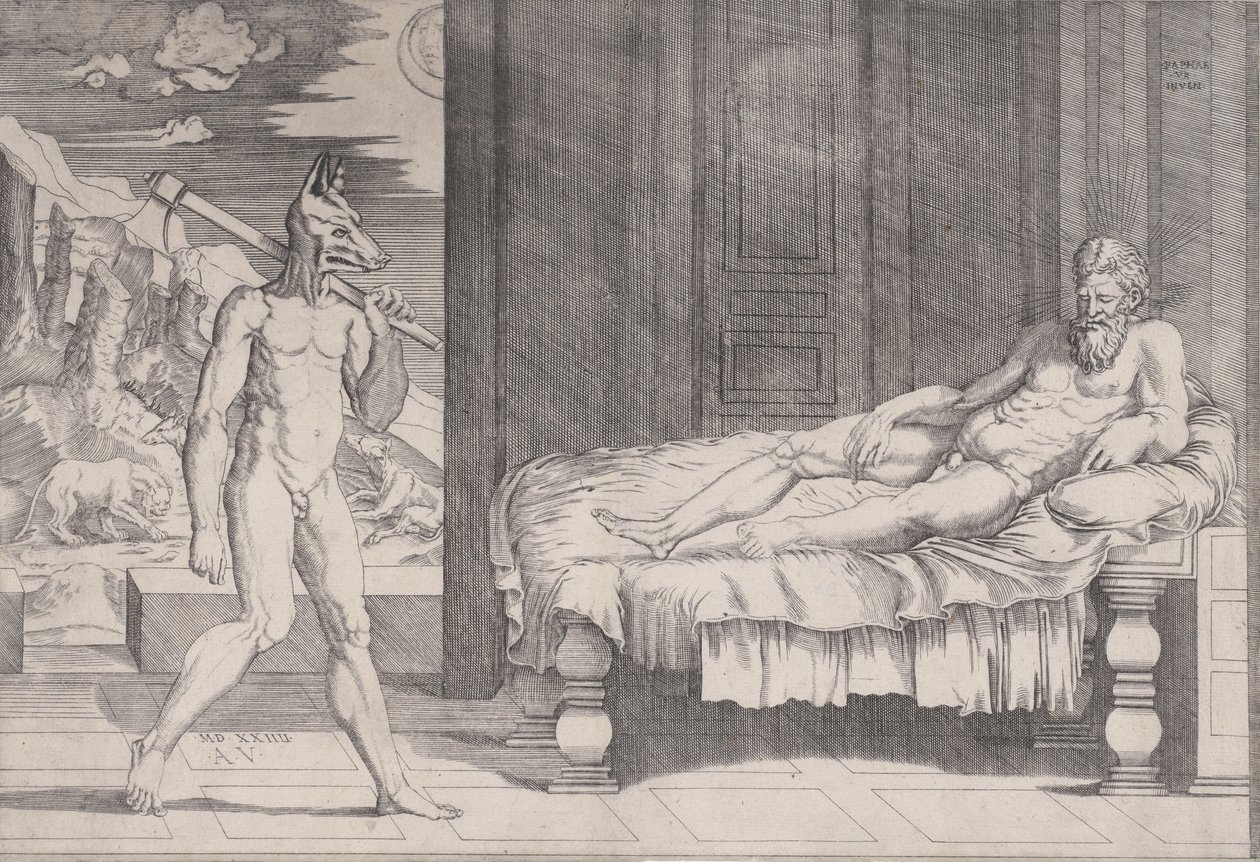 Lycaon Transformed into a Wolf by Agostino Veneziano