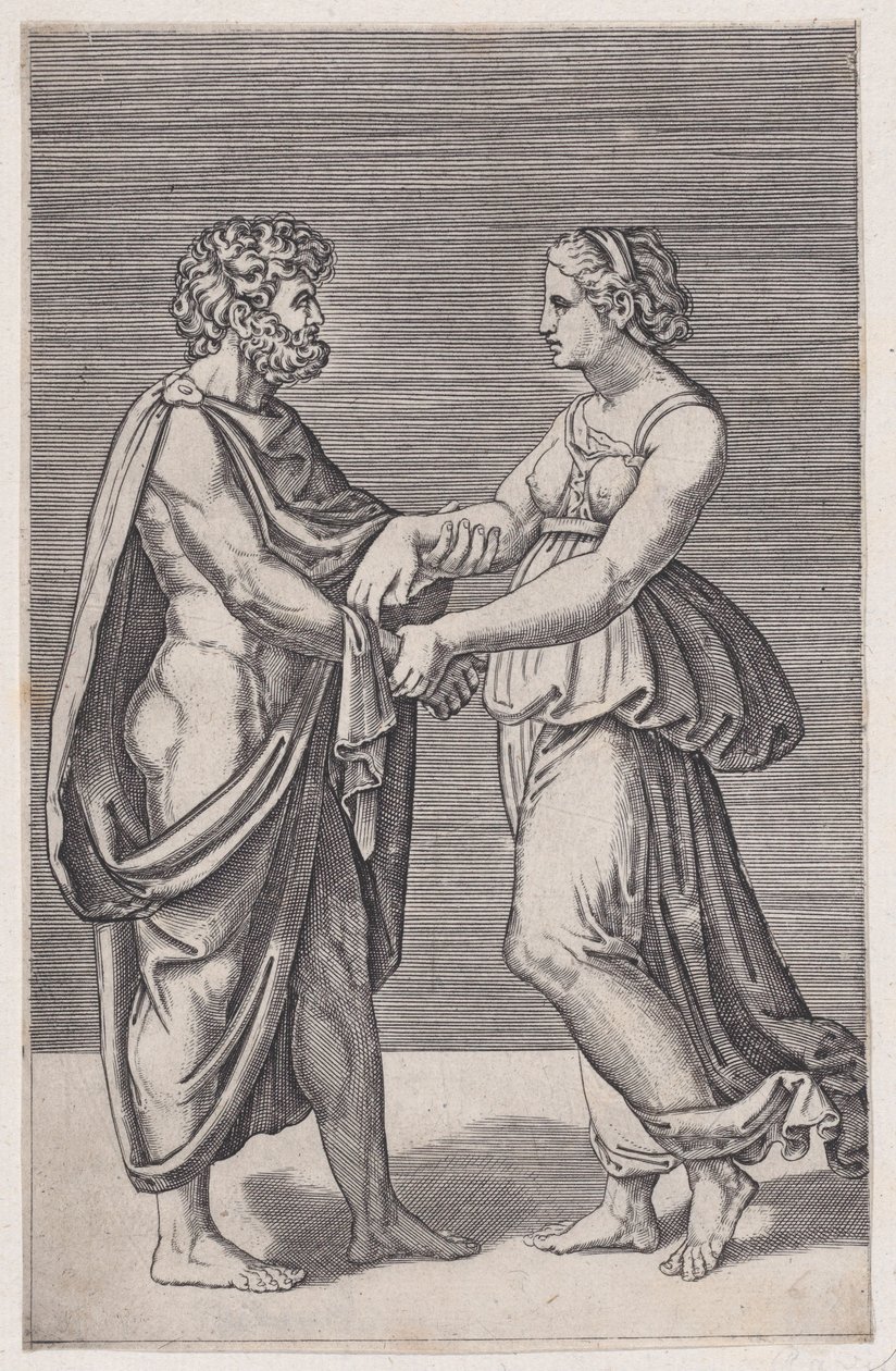 Man and Woman Holding Hands, 1516-17 by Agostino Veneziano