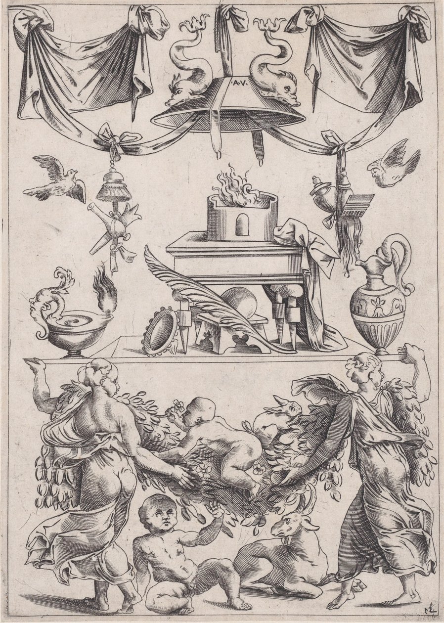 Ornamental Panel by Agostino Veneziano
