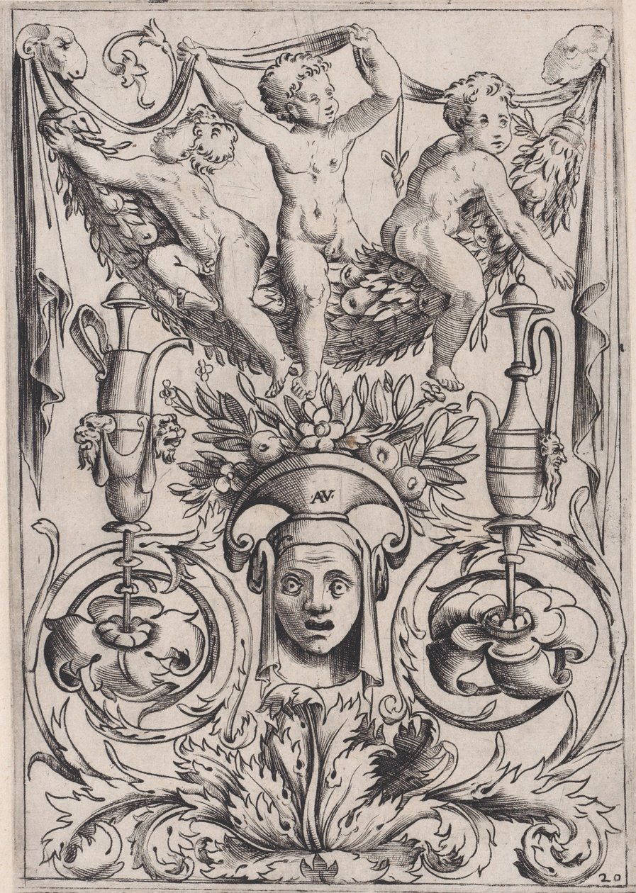 Ornamental Panel, ca. 1514-36 by Agostino Veneziano