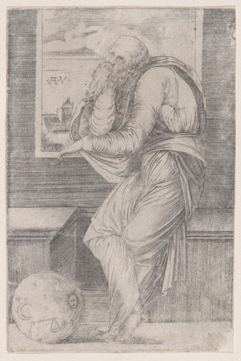 Philosopher Seated near a Window by Agostino Veneziano