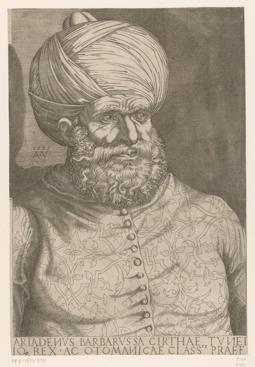 Portrait of Admiral Khair ad-Din Barbarossa by Agostino Veneziano