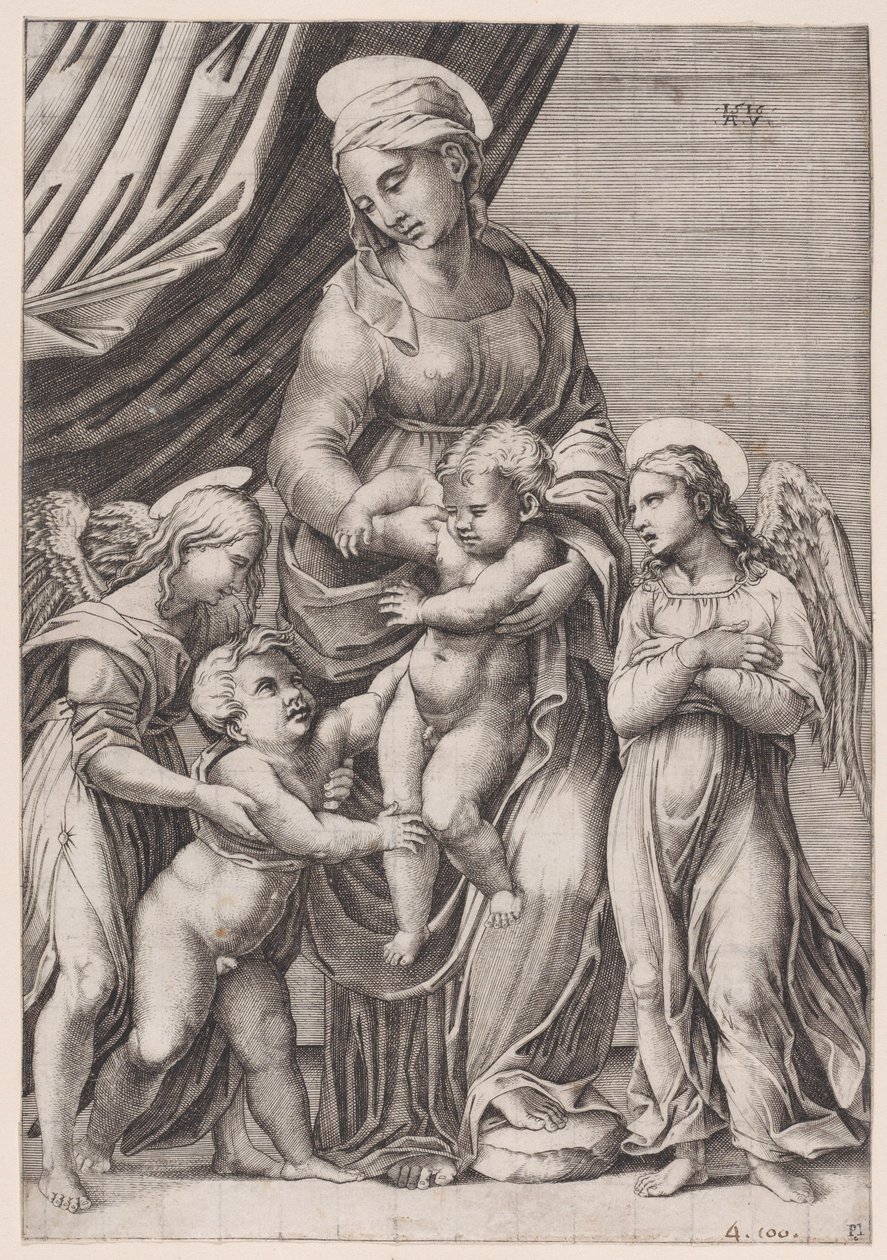 The Virgin, the Infant Christ, Infant Saint John, and Two Angels by Agostino Veneziano