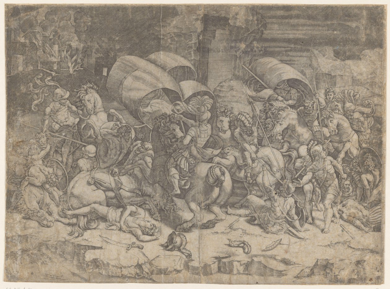 Battle Between Romans and Carthaginians, ca. 218-201 BC by Agostino Veneziano