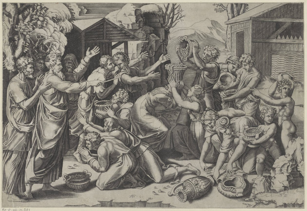 Gathering of the Manna by Agostino Veneziano