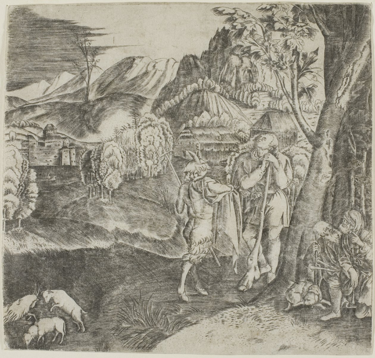 Shepherds and Satyr in a Landscape by Agostino dei Musi