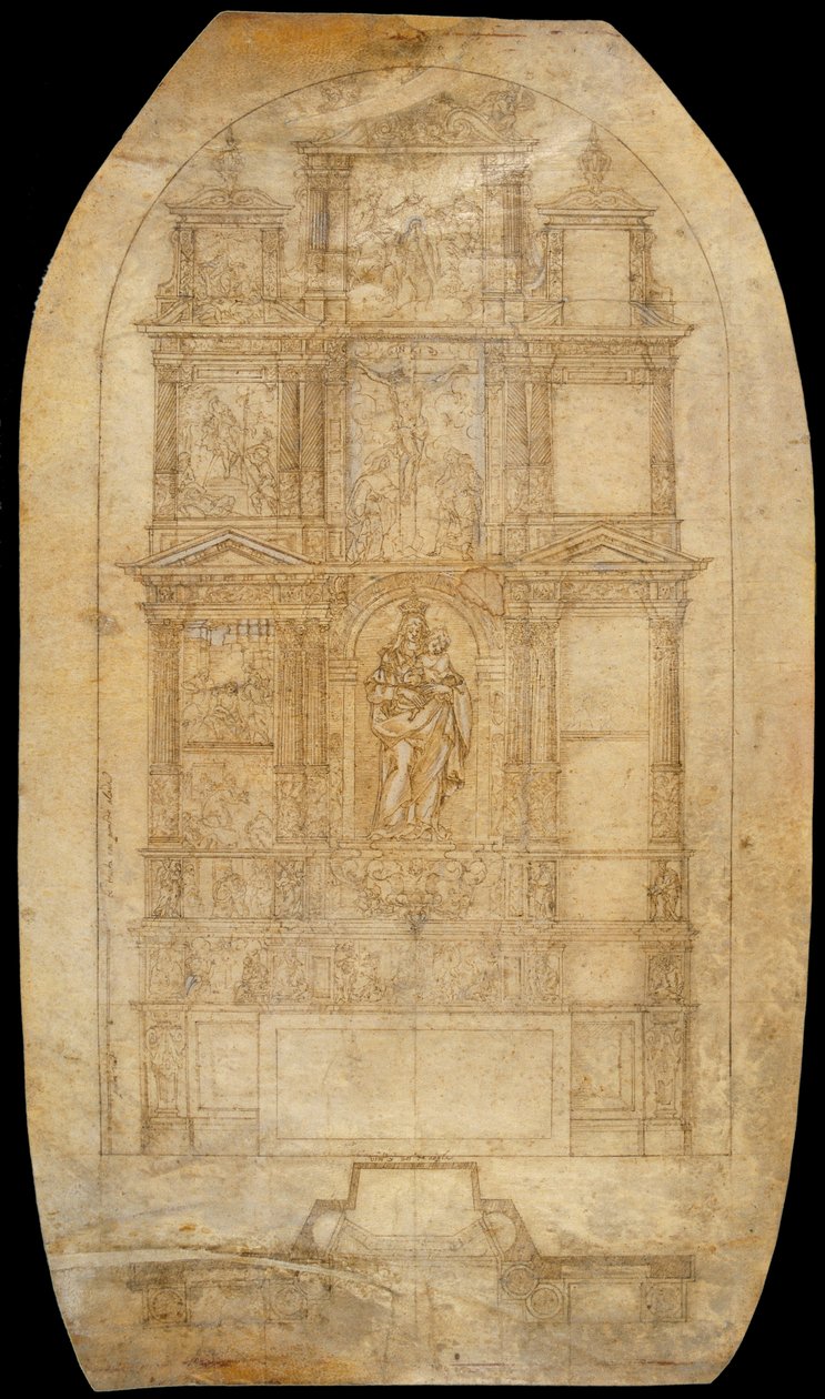 Drawing of an Altarpiece of the Virgin of the Rose by Agustí Pujol II