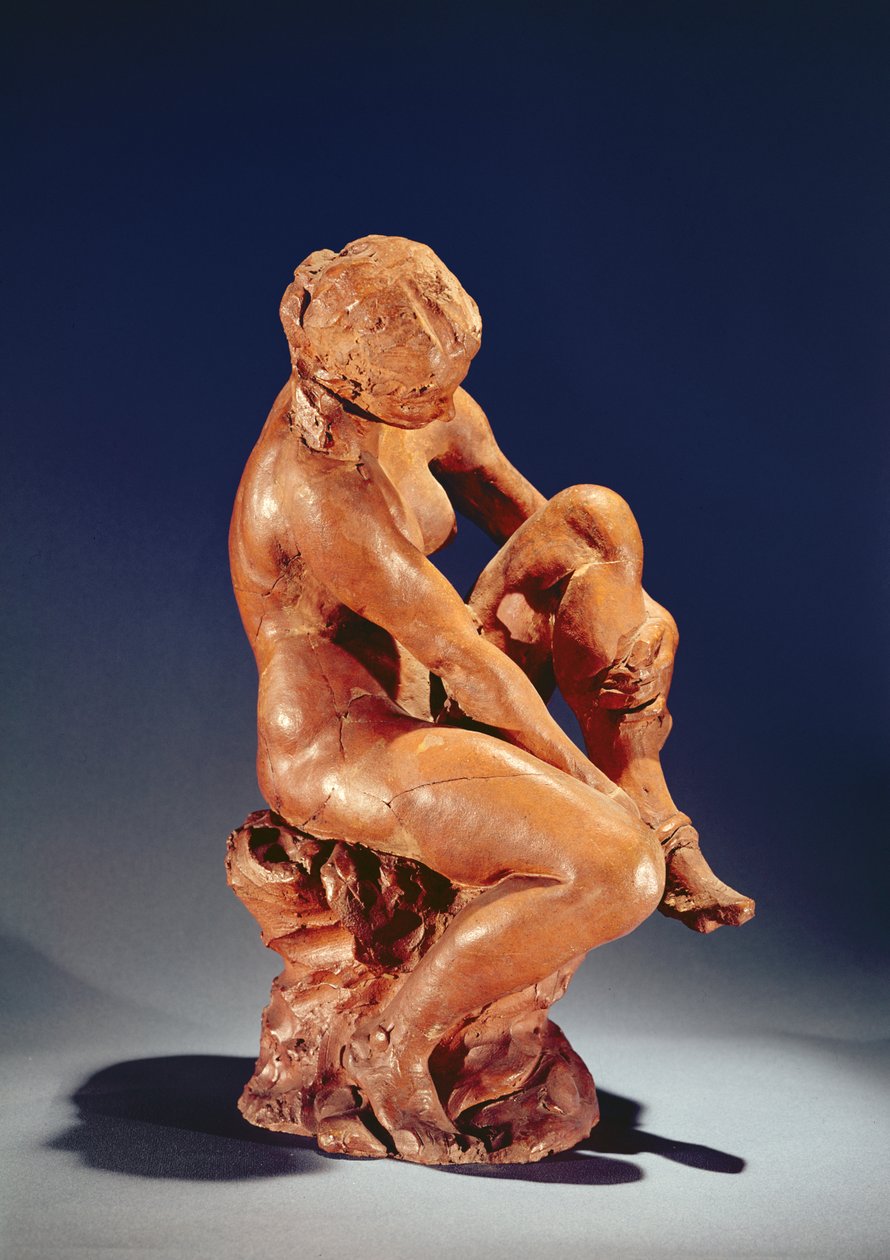 Woman taking off her stockings, c.1870 by Aime Jules Dalou