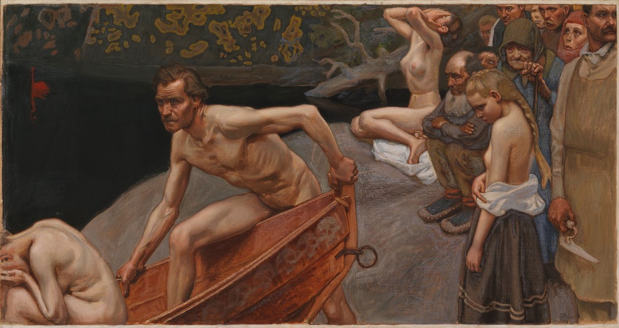 By the River of Tuonela, Study for the Jusélius Mausoleum Frescoes by Akseli Gallen-Kallela