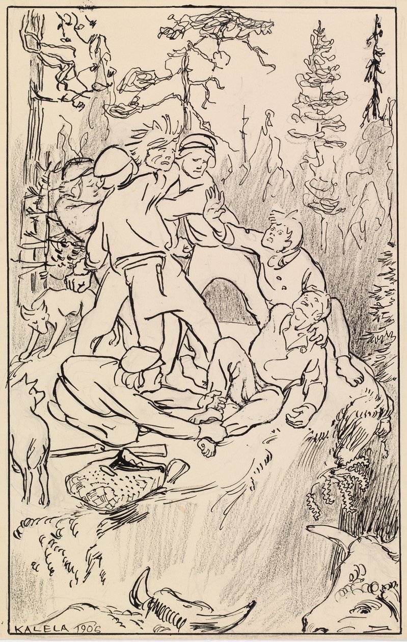 Fight on the Hiidenkivi Rock by Akseli Gallen-Kallela