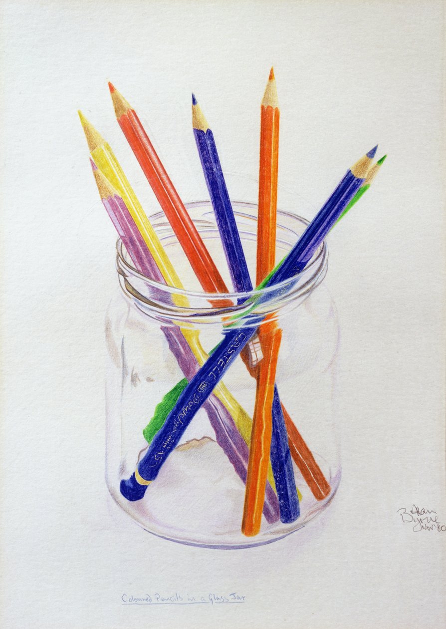 Coloured Pencils in a Jar, 1980 by Alan Byrne