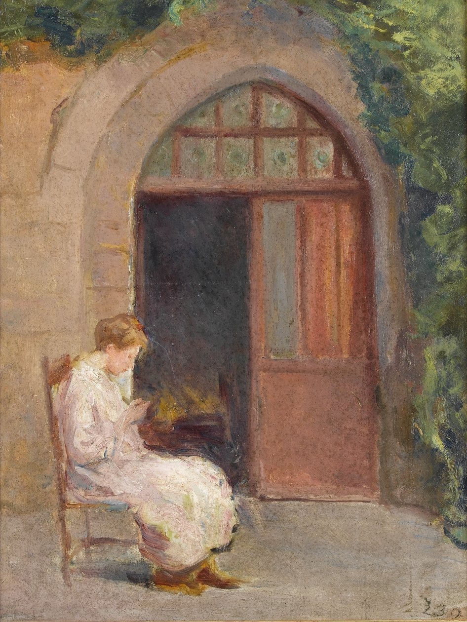 Girl Seated Outside of La Boissiere by Albert de Belleroche