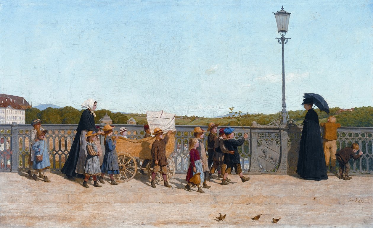 Preschool on the Kirchenfeld Bridge by Albert Anker