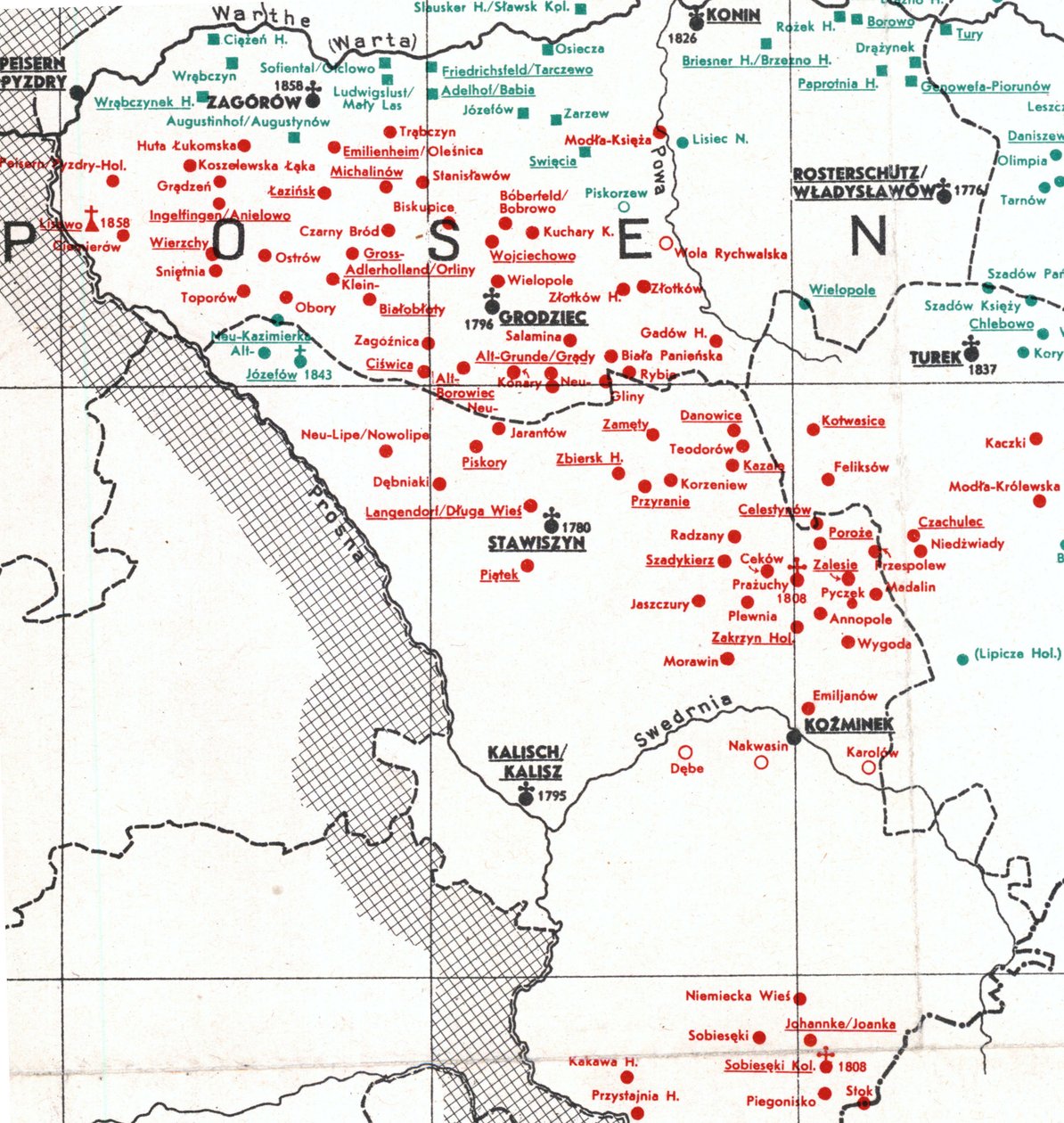 Settlements in 1938 Between Kalisch, Władysławów and Turek by Albert Breyer