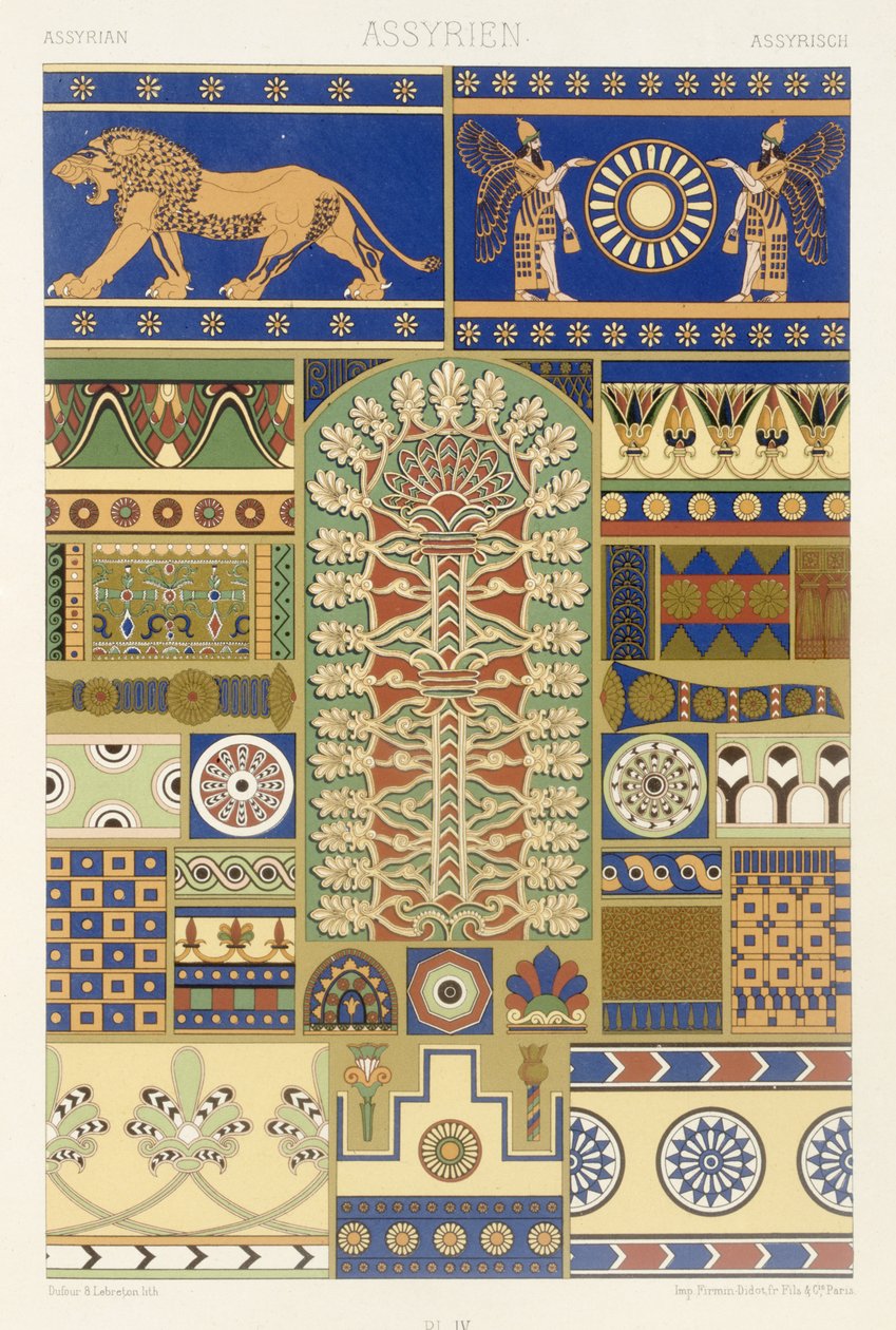 Assyrian Style, Plate XVII from 'Polychrome Ornament', Engraved by ...