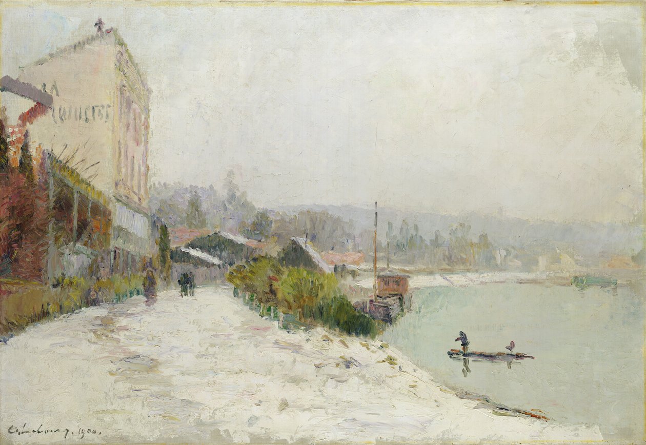 Le Seine au Bas-Meudon, Temps de Neige by Albert Charles Lebourg