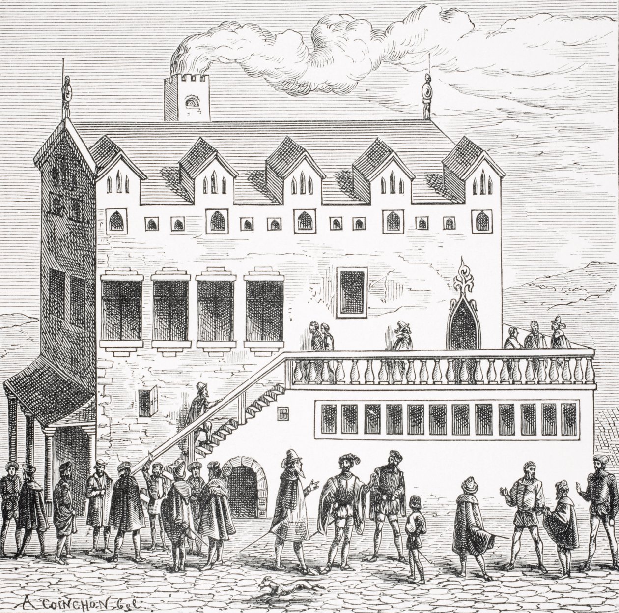 Hotel of the Chamber of Accounts in the Courtyard of the Palace in Paris, after a Woodcut in 