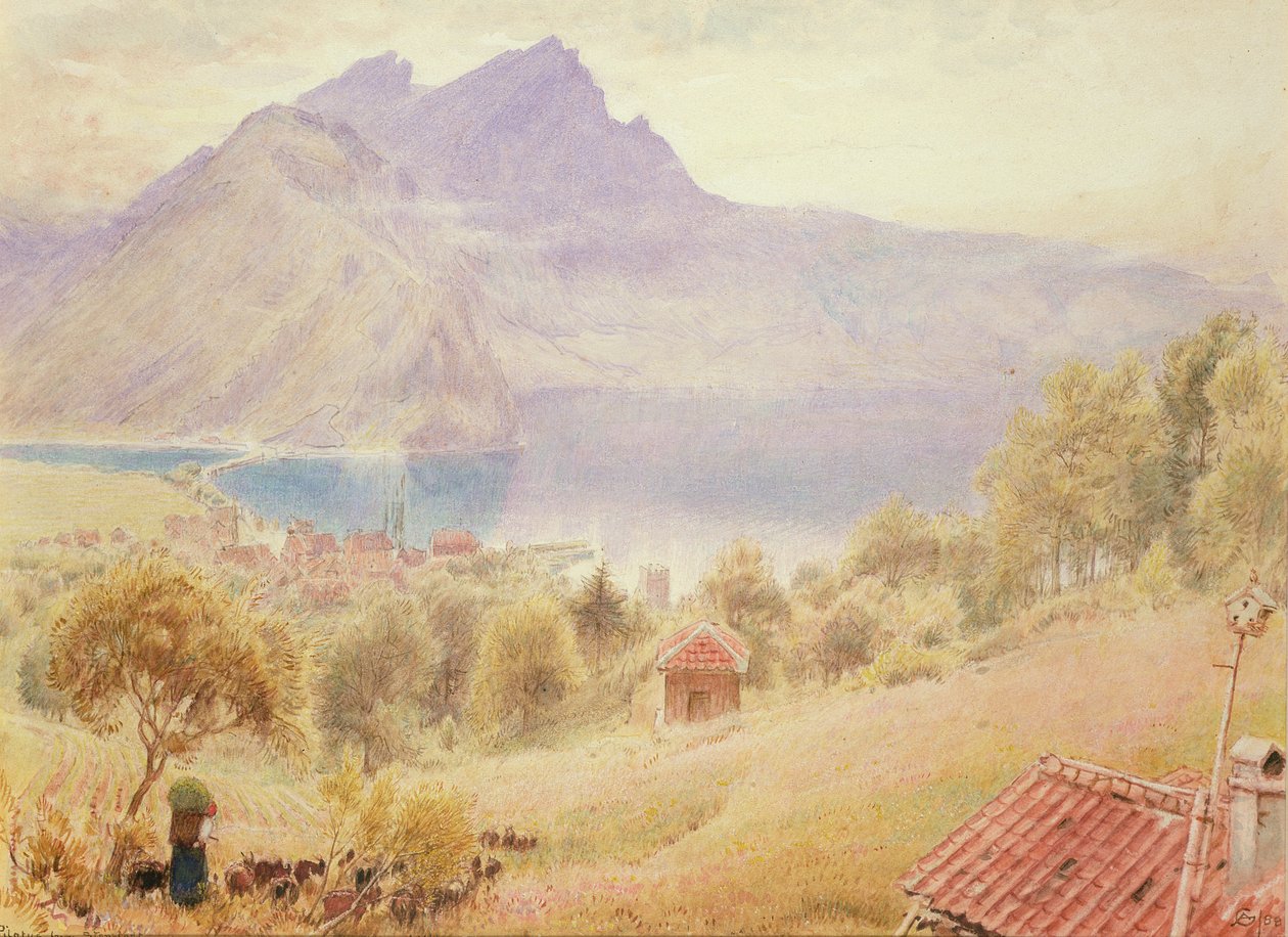 Pilatus from Stanstadt, Switzerland by Albert Goodwin