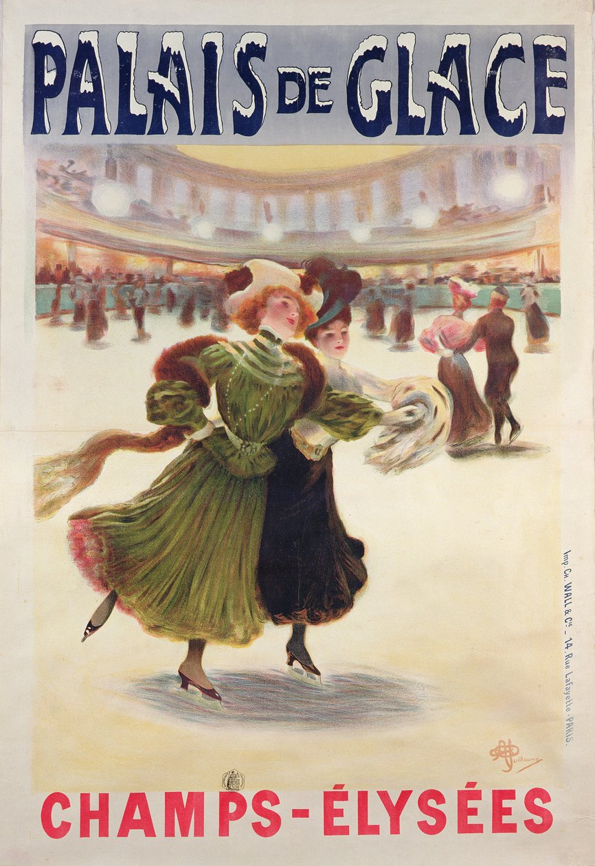 Poster Advertising the Palais de Glace Ice Rink on the Champs-Elysees by Albert Guillaume