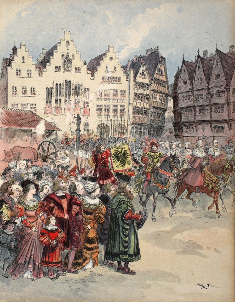 Election to the Empire: The Procession of the Seven Electors through the Streets of Frankfurt, Illustration from 