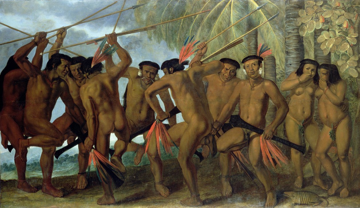 Tapuya Men of North Eastern Brazil in War Dance, 1641 by Albert van der Eeckhout