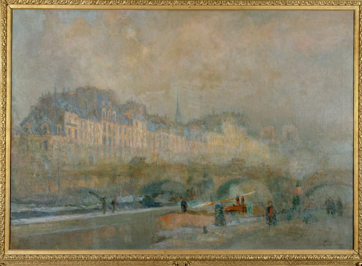 Paris, The Monnaie Lock; Winter Sun or View of Pont Neuf and Île de la Cité by Albert-Charles Lebourg
