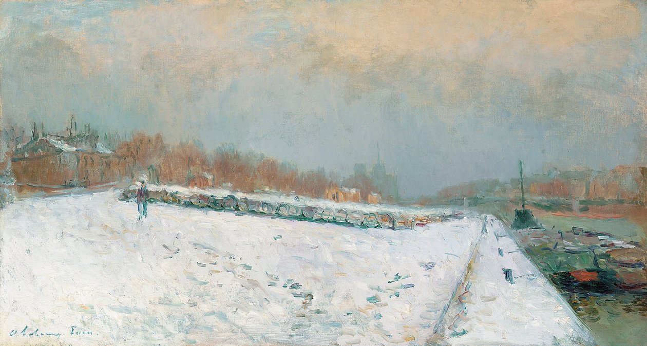 Port de Bercy, Winter by Albert Charles Lebourg