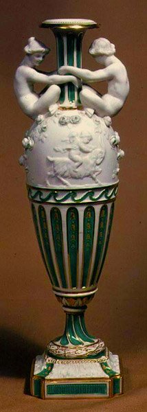Minton vase decorated with Parian porcelain figures, c.1855 by Albert Ernest Carrier Belleuse