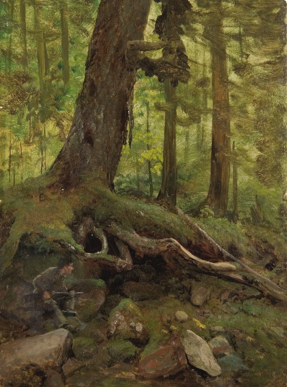 Hunter in the White Mountains Near Glen House (detail) by Albert Bierstadt