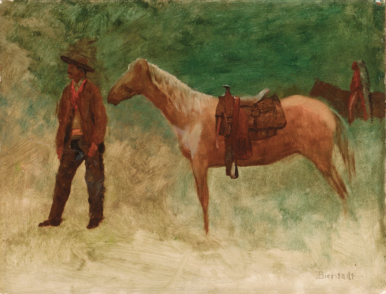 Standing Cowboy with Horse by Albert Bierstadt