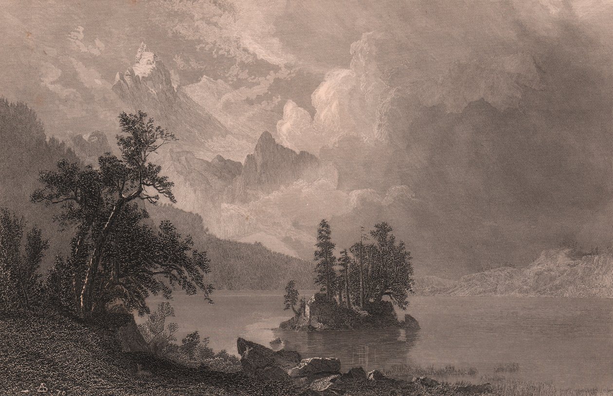 View of Lake Esther, Sierra Nevada, California, United States, Steel Engraving by Robert Hinshelwood after Painting by Albert Bierstadt by Albert Bierstadt