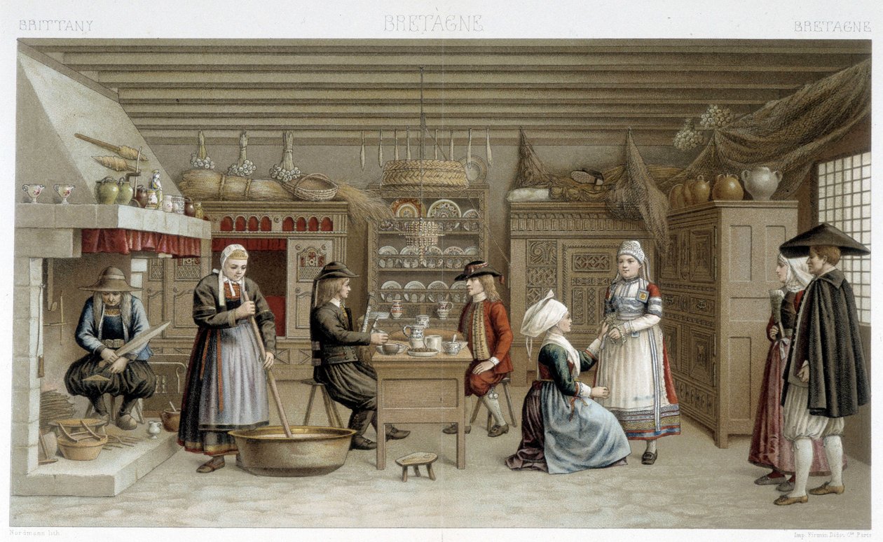 19th century Breton costumes and interior - in 