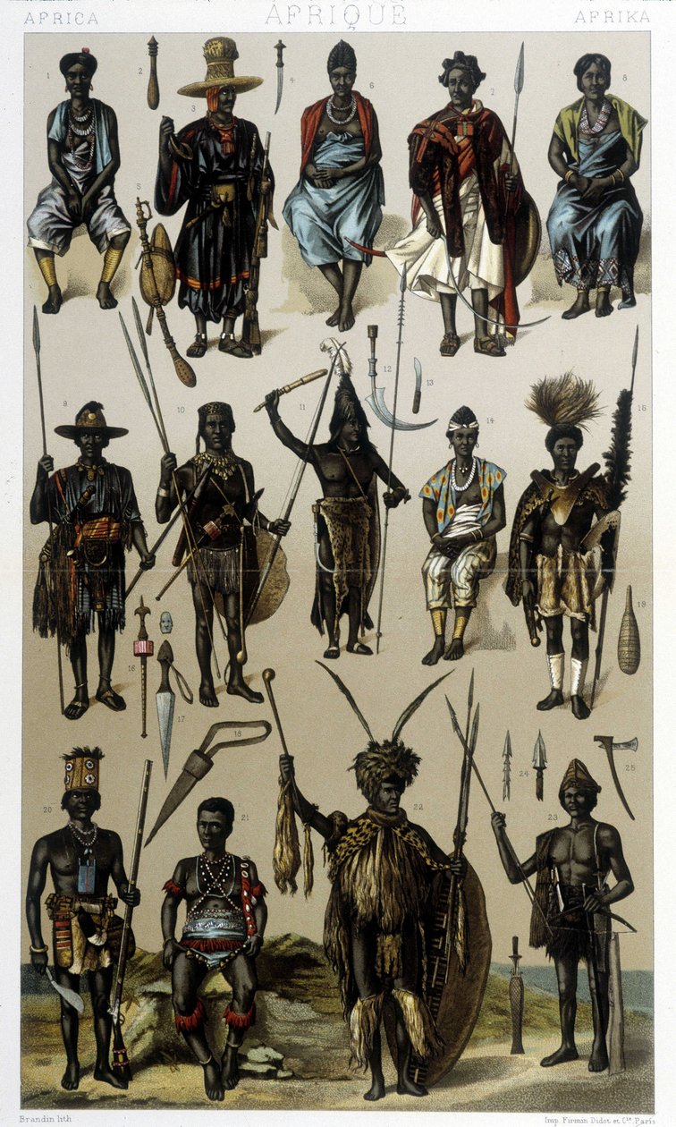 Costumes of Guinea, Senegal and Gabon. Illustration in 