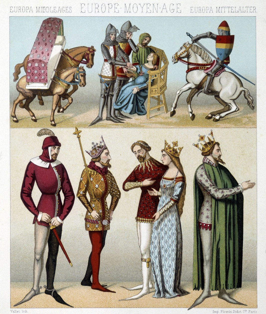 Costumes of the Middle Ages in France. Illustration in 