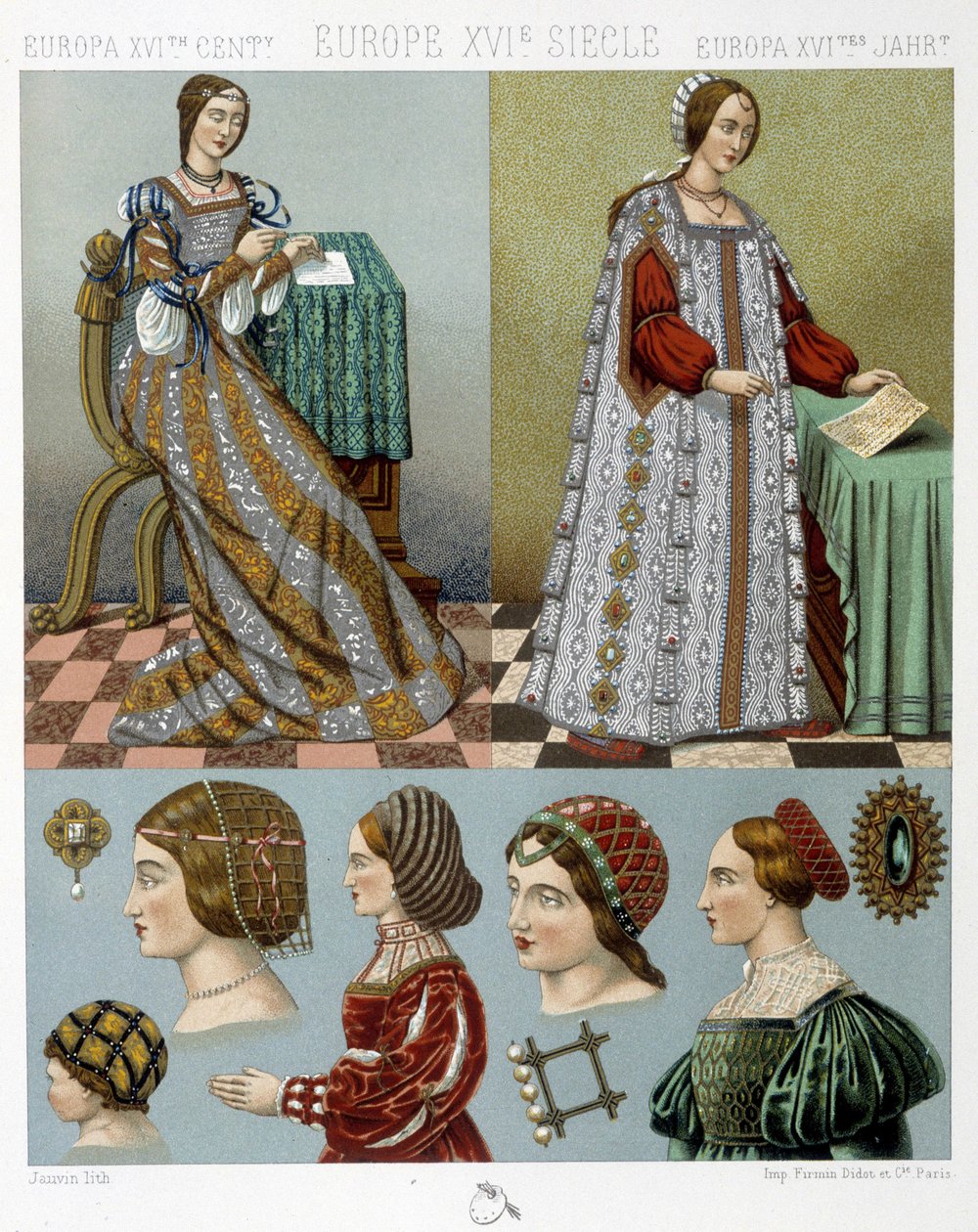 Fashion and hairdressing in Europe in the 16th century in 'The ...