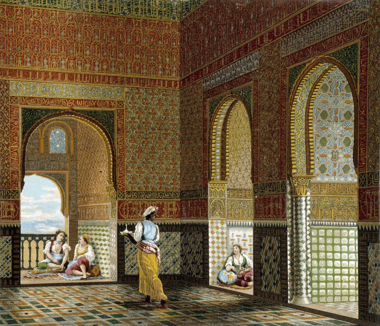 Interior of a Moorish House (Alhambra, Room of the Blessing) by Albert Charles August Racinet