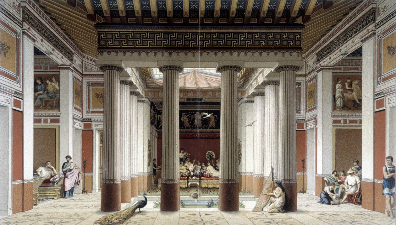 The atrium of a house in Greek antiquity - in 'The historical costume ...