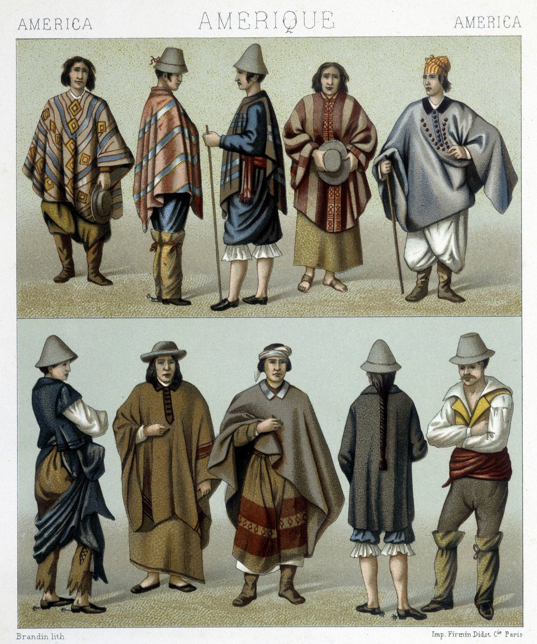 Traditional Costumes of Chile by Albert Charles August Racinet