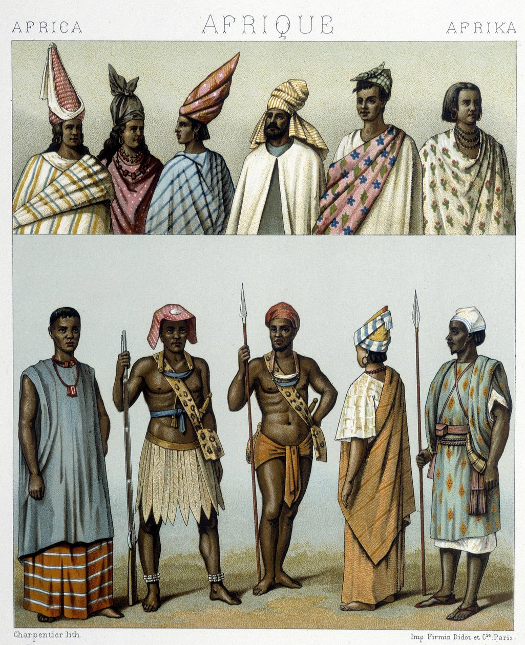 Traditional Costumes of Senegal. Illustration in 