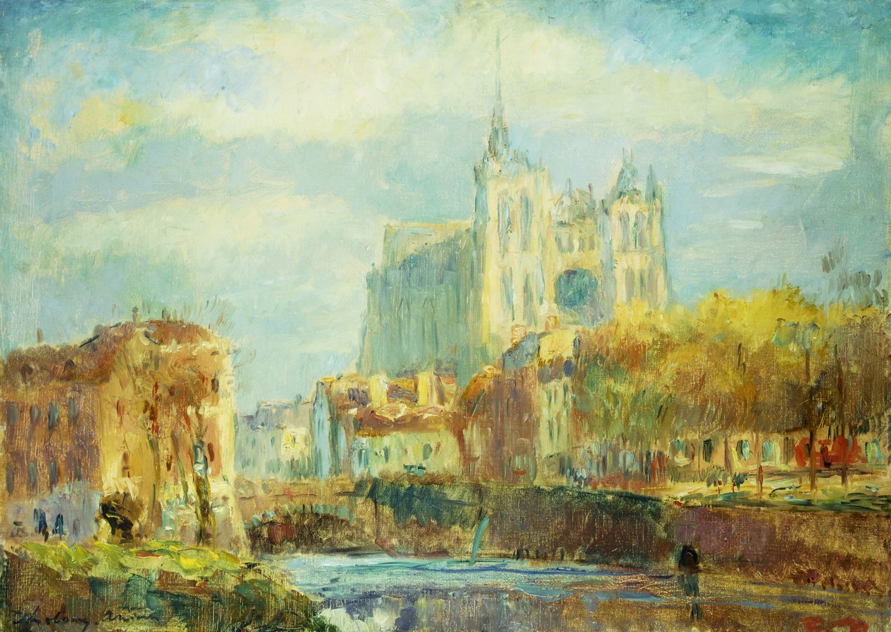 Amiens Cathedral in Autumn Sun by Albert Charles Lebourg