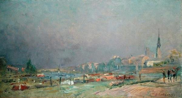 On the River Bank by Albert Charles Lebourg