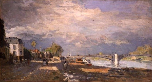 Walkers on the River Bank by Albert Charles Lebourg