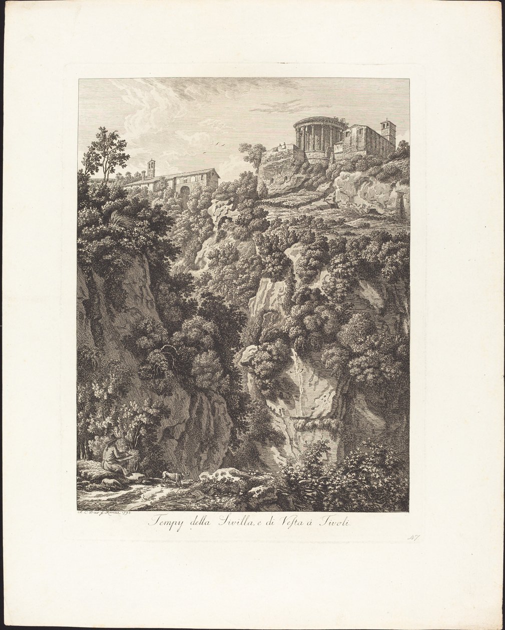 Temples of Sibyl and Vesta at Tivoli by Albert Christoph Dies
